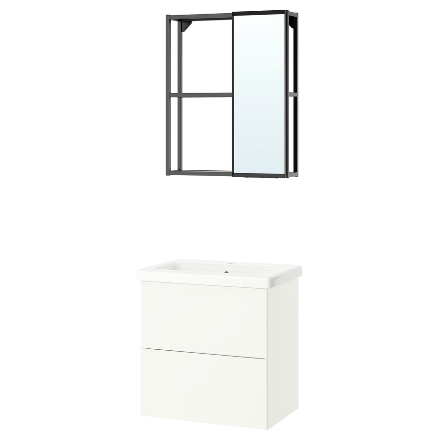 ENHET bathroom, anthracite/white, 64x43x65 cm