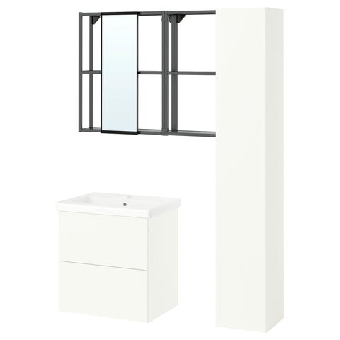 ENHET bathroom, anthracite/white, 64x43x65 cm