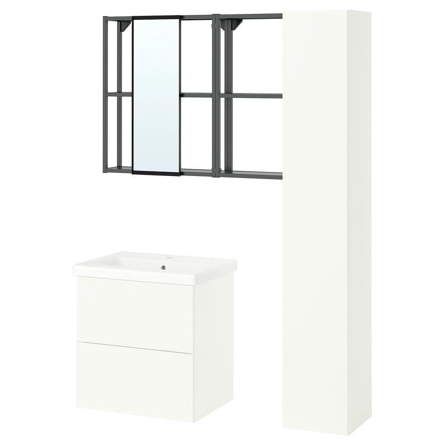 ENHET bathroom, anthracite/white, 64x43x65 cm