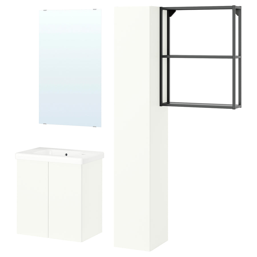 ENHET bathroom, anthracite/white, 64x33x65 cm