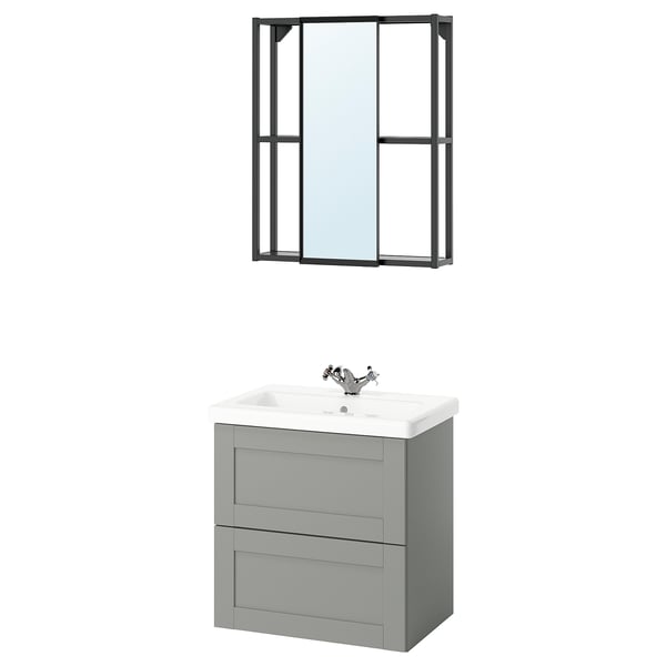 ENHET bathroom, anthracite/grey frame, 64x65x43 cm