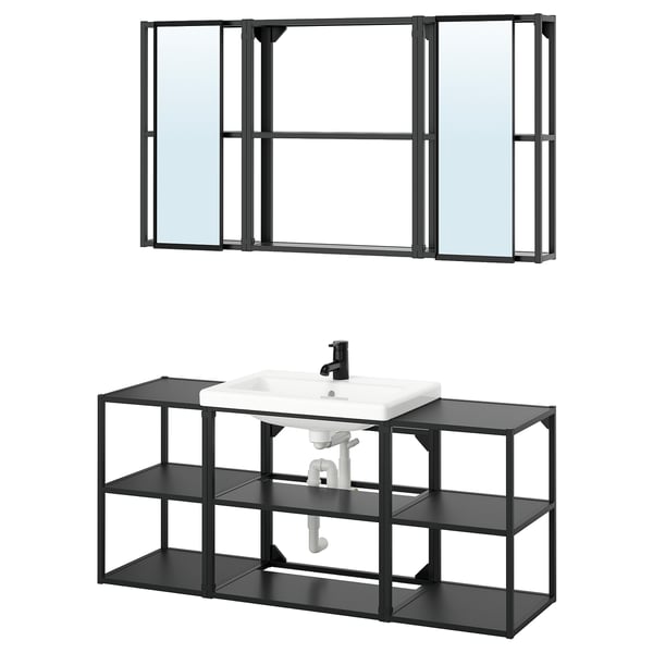 ENHET bathroom, anthracite, 140x43x65 cm
