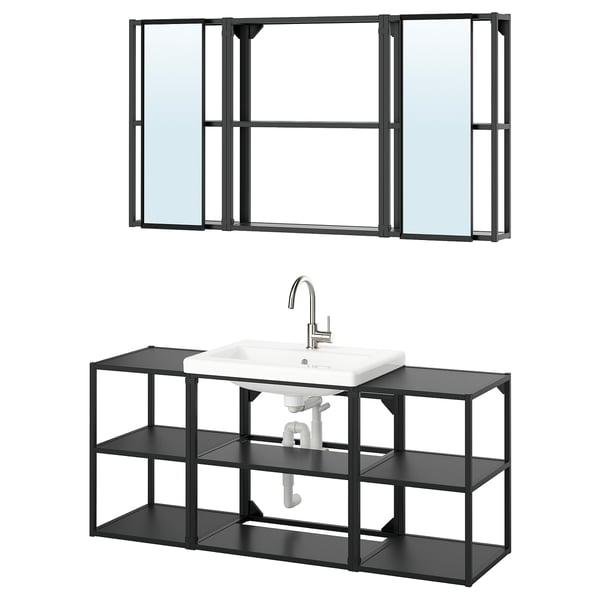 ENHET bathroom, anthracite, 140x43x65 cm