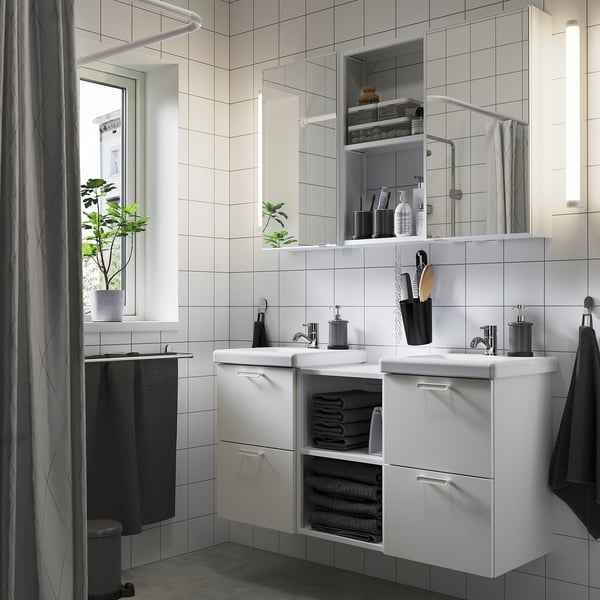 ENHET bathroom, white, 124x43x65 cm