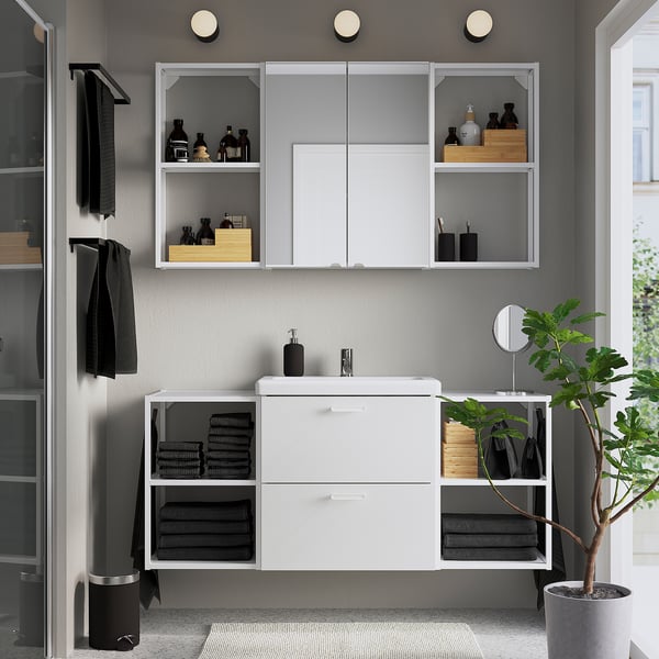 ENHET bathroom, white, 140x43x65 cm