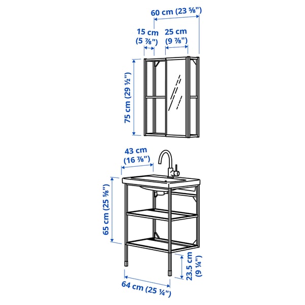 ENHET bathroom, white, 64x43x87 cm