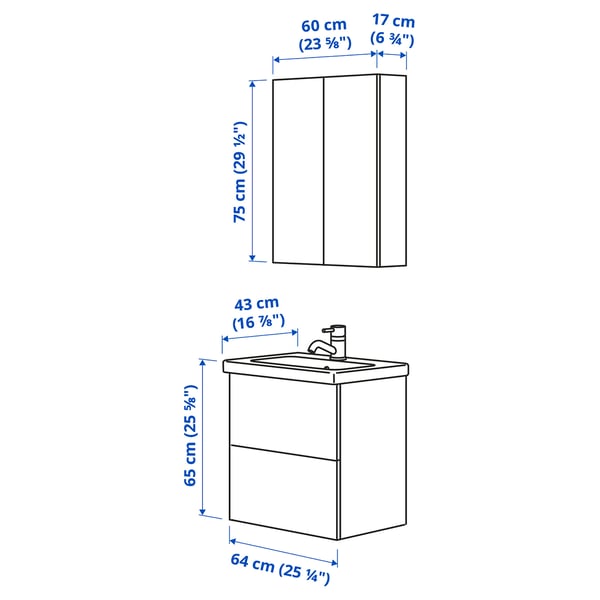 ENHET bathroom, white, 64x43x65 cm
