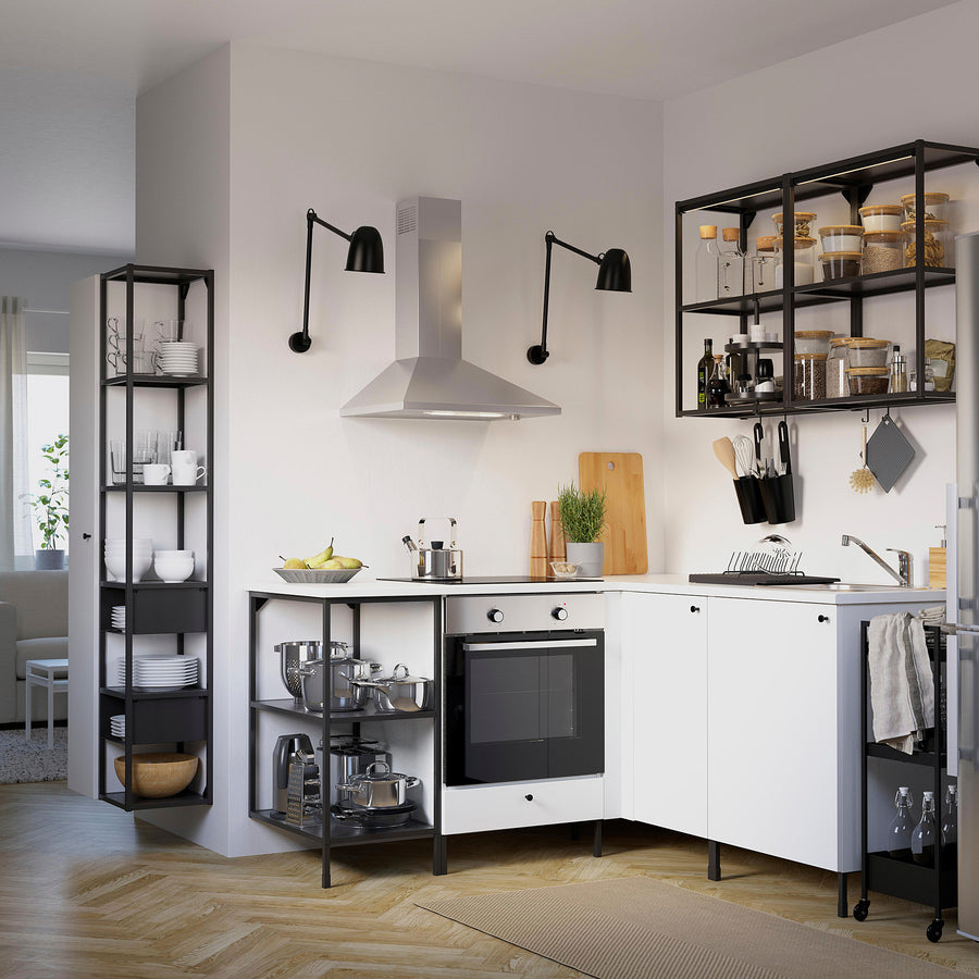 ENHET storage combination, anthracite/white, 60x180x32 cm