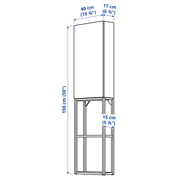 ENHET storage combination, anthracite/white, 40x17x150 cm