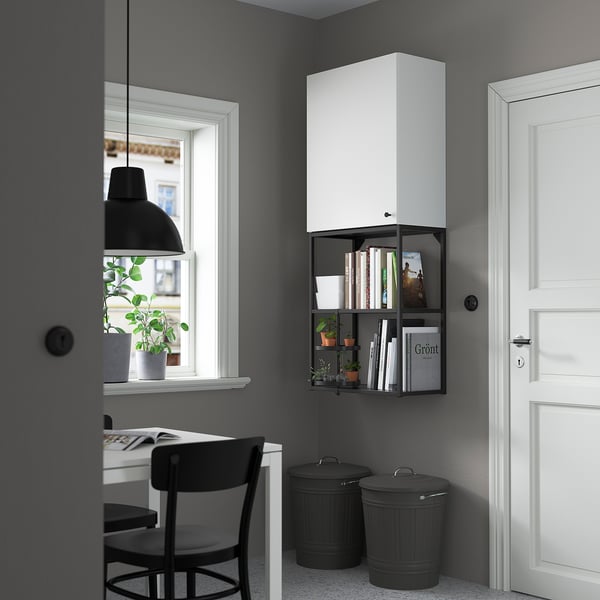 ENHET storage combination, anthracite/white, 60x32x150 cm
