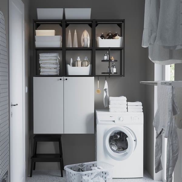 ENHET storage combination, anthracite/white, 120x32x150 cm