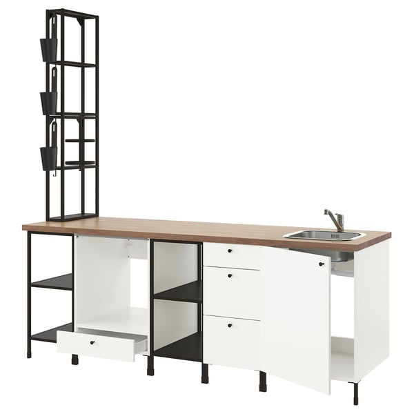 ENHET kitchen, anthracite/white, 243x63.5x241 cm