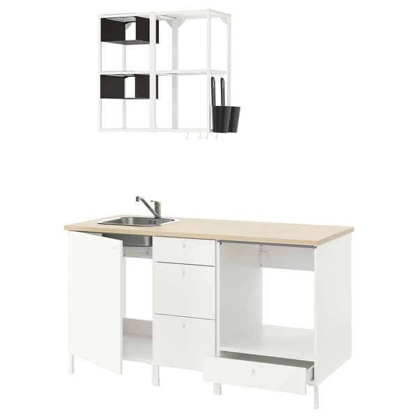 ENHET kitchen, white, 163x63.5x222 cm