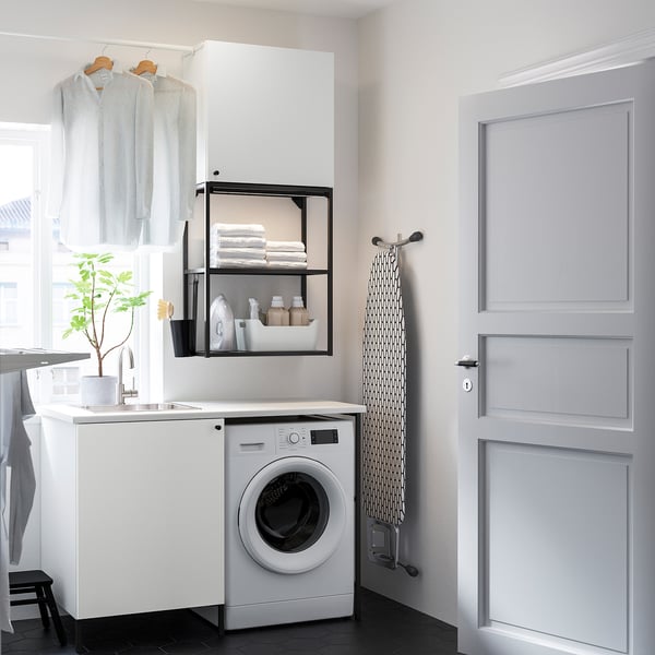 ENHET laundry, anthracite/white, 139x63.5x87.5 cm
