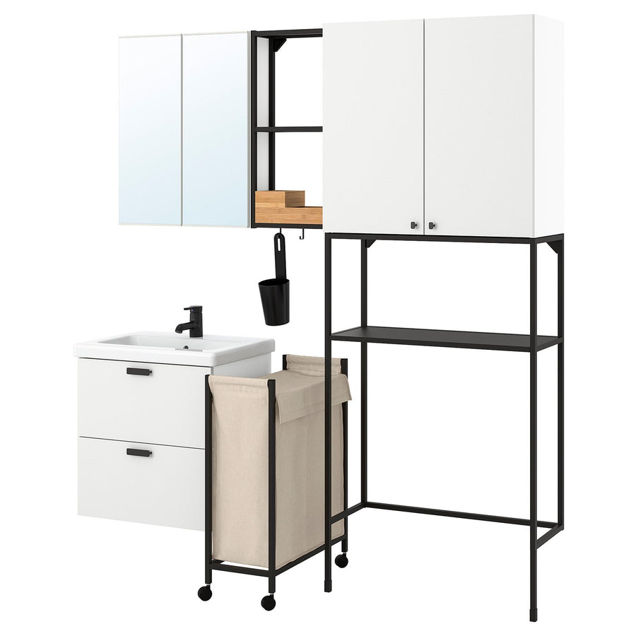 ENHET laundry, anthracite/white, 180x204x43 cm