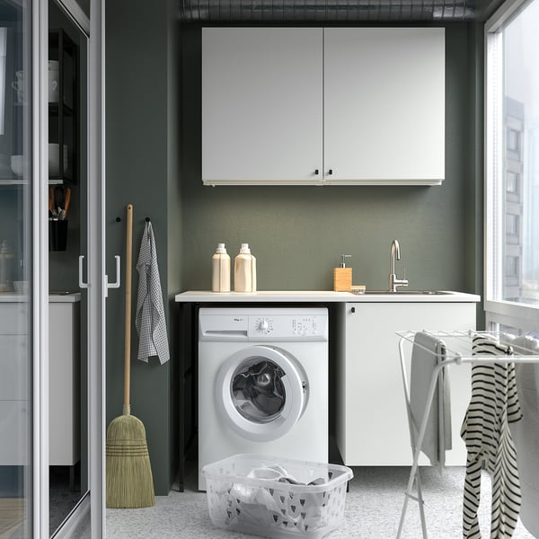 ENHET laundry, anthracite/white, 139x63.5x87.5 cm