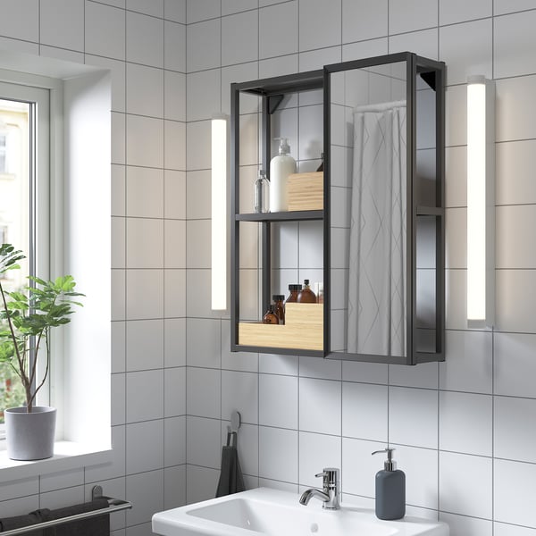 ENHET mirror cabinet, anthracite, 60x17x75 cm
