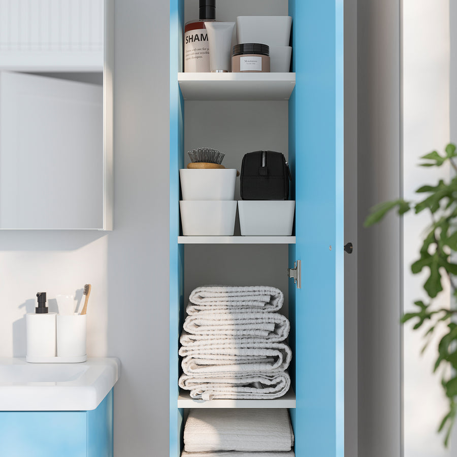 ENHET high cabinet with door, light blue, 30x32x180 cm
