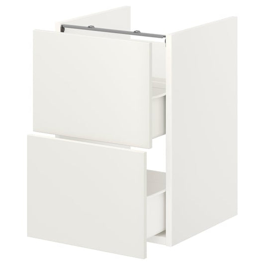 ENHET base cb f washbasin w 2 drawers, white, 40x42x60 cm