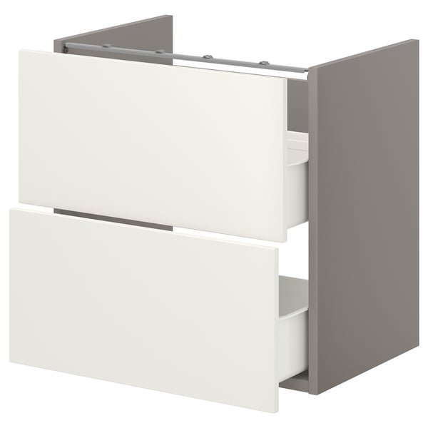 ENHET base cb f washbasin w 2 drawers, grey/white, 60x42x60 cm
