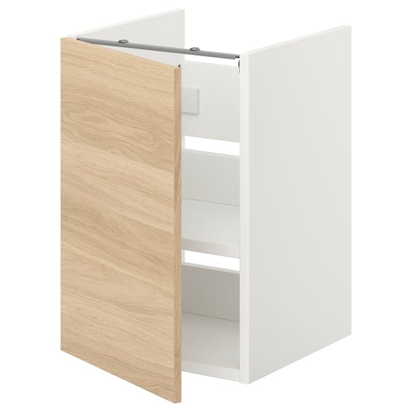 ENHET bs cb f wb w shlf/door, white/oak effect, 40x42x60 cm