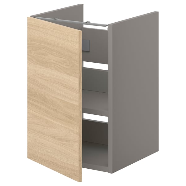 ENHET bs cb f wb w shlf/door, grey/oak effect, 40x60x42 cm