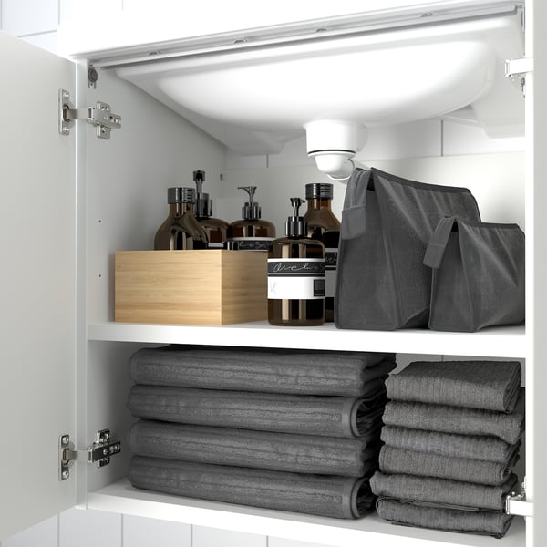 ENHET / TVÄLLEN wash-stnd w doors/wash-basin/tap, white, 64x43x65 cm
