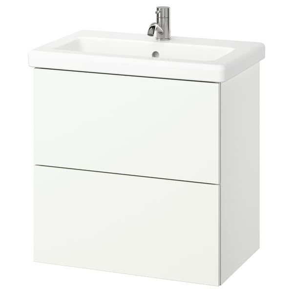 ENHET / TVÄLLEN wash-stnd w drawers/wash-basin/tap, white, 64x43x65 cm