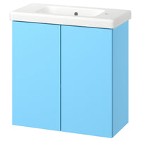 ENHET / TVÄLLEN wash-stnd w doors/wash-basin, light blue, 64x33x65 cm