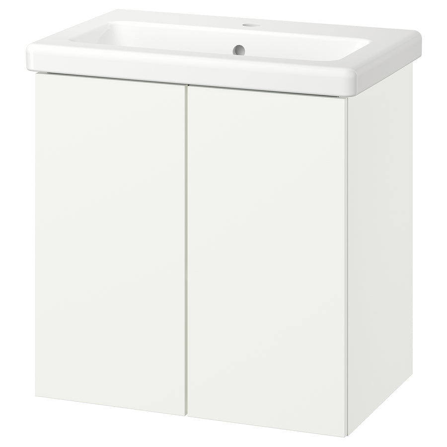 ENHET / TVÄLLEN wash-stnd w doors/wash-basin, white, 64x43x65 cm