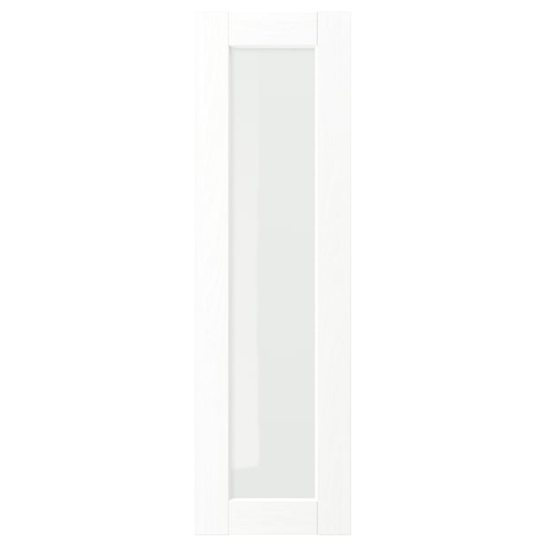 ENKÖPING glass door, white wood effect, 30x100 cm