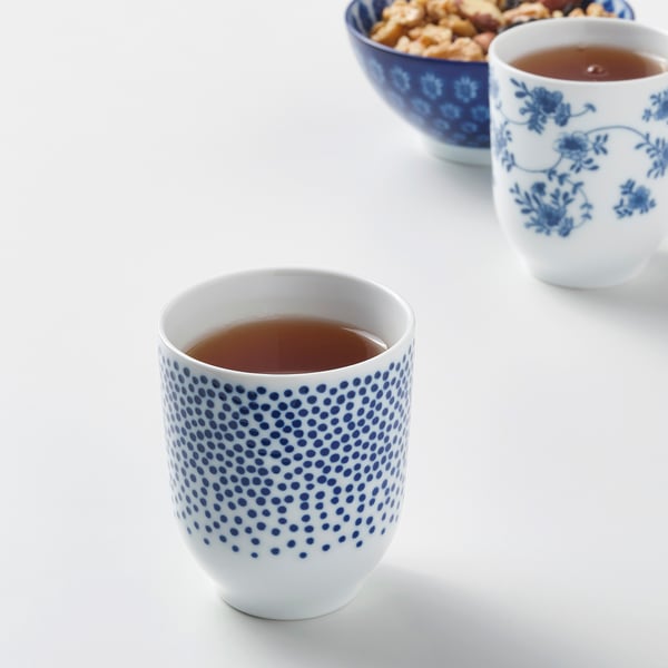 ENTUSIASM mug, patterned/blue, 22 cl, 4 pack
