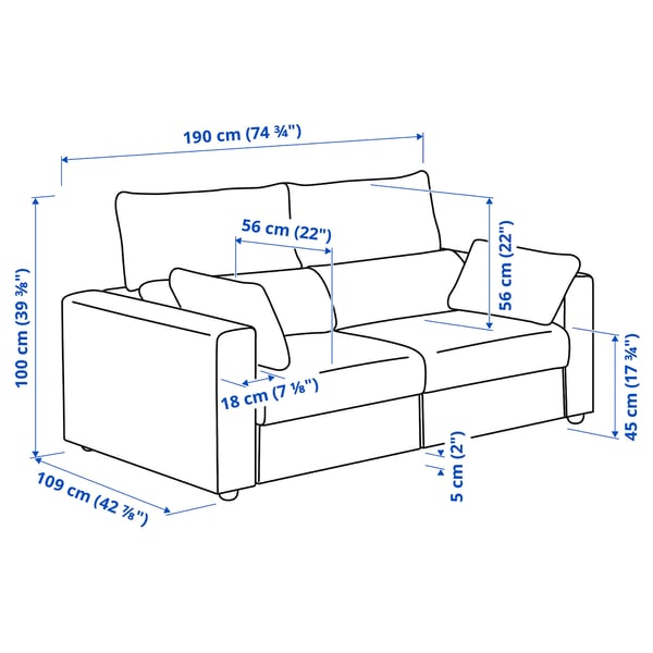 ESKILSTUNA 2-seat sofa, Tallmyra white/black, 18x5x109 cm