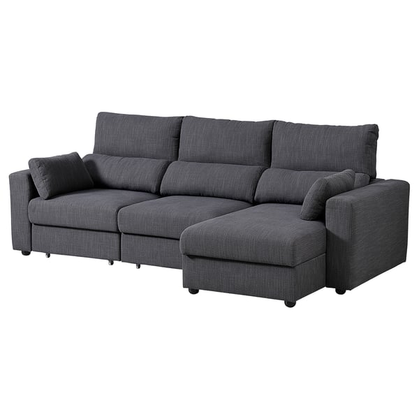 ESKILSTUNA 3-seat sofa with chaise longue, Hillared anthracite