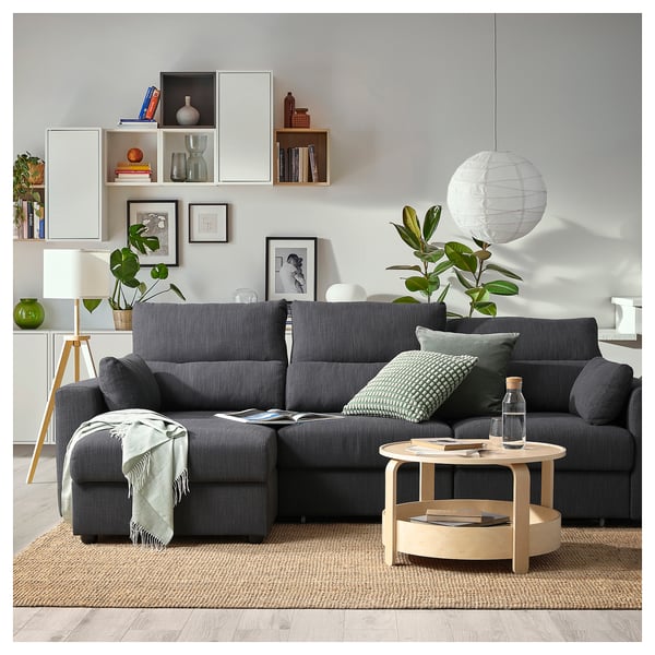 ESKILSTUNA 3-seat sofa with chaise longue, Hillared anthracite