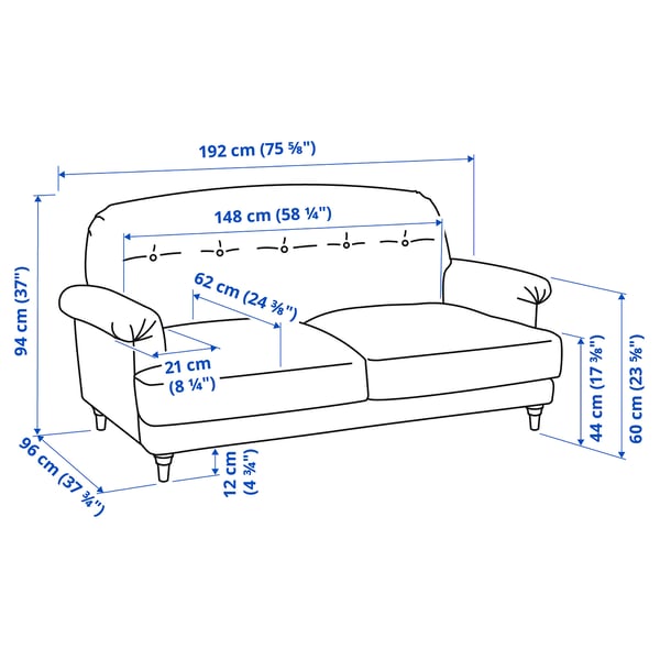 ESSEBODA 2-seat sofa, Tallmyra medium grey/brown, 192x94x96 cm