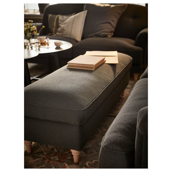 ESSEBODA bench with storage, Knäbäck/anthracite birch, 145x12x50 cm