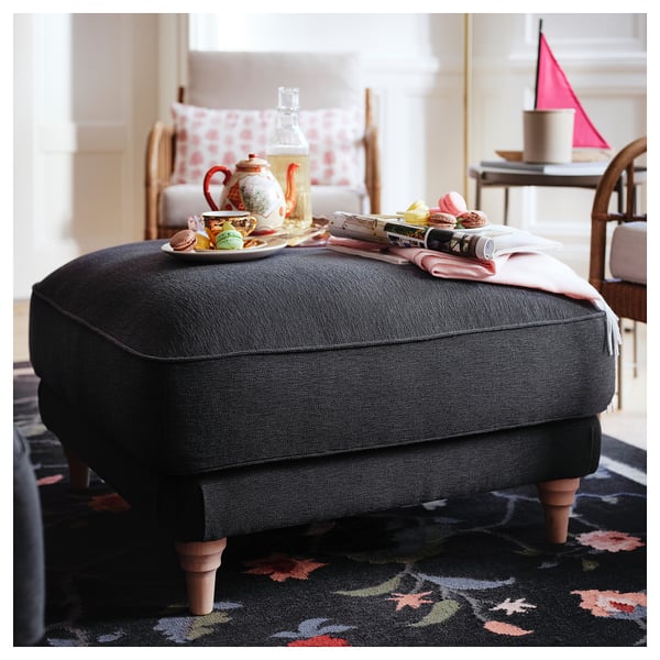 ESSEBODA footstool, Knäbäck/anthracite birch, 77x12x77 cm