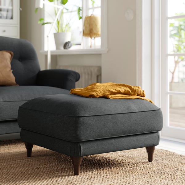 ESSEBODA footstool, Knäbäck anthracite/brown, 77x12x77 cm