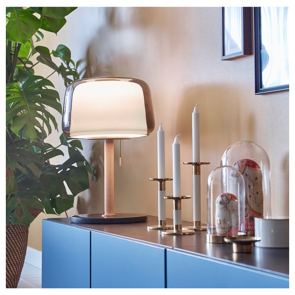 EVEDAL table lamp, marble/grey, 28 cm