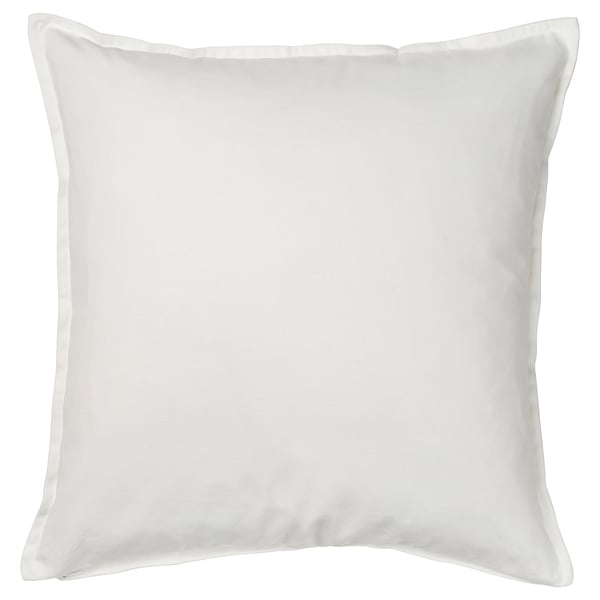 FACELIOR cushion cover, white/embroidery dark orange, 50x50 cm