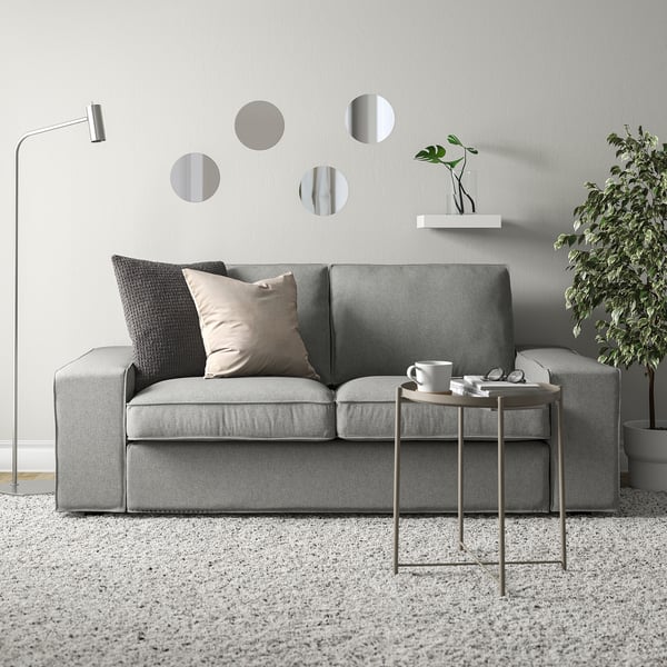 FÄRGEK decorative mirror, grey, 20 cm, 4 pack