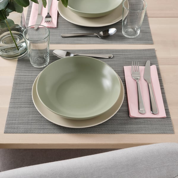 FÄRGKLAR deep plate, matt green, 23 cm, 4 pack