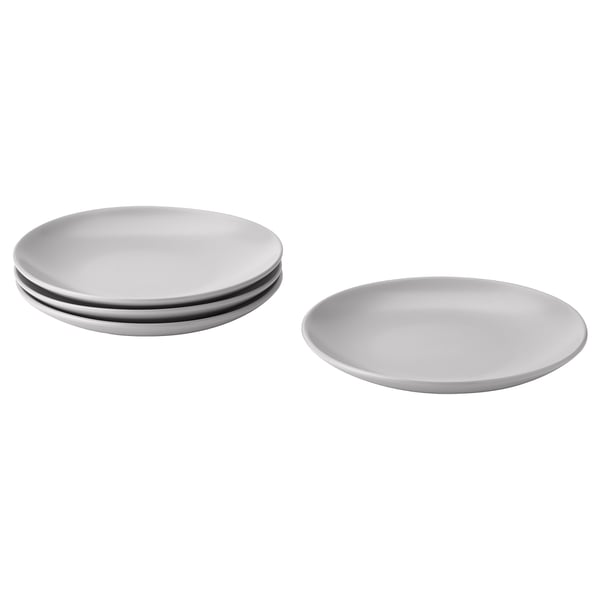 FÄRGKLAR side plate, matt light grey, 20 cm, 4 pack