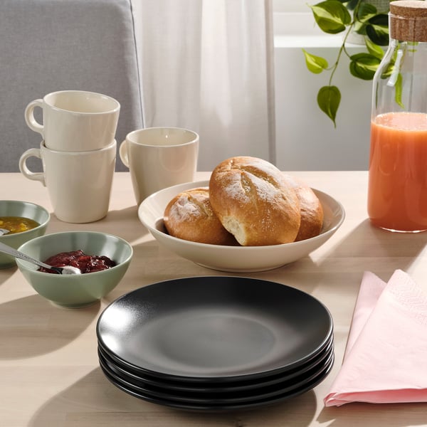 FÄRGKLAR side plate, matt dark grey, 20 cm, 4 pack