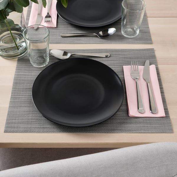 FÄRGKLAR plate, matt dark grey, 26 cm, 4 pack
