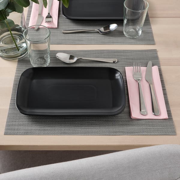FÄRGKLAR plate, matt dark grey, 30x18 cm, 4 pack