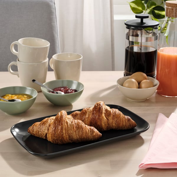 FÄRGKLAR plate, matt dark grey, 30x18 cm, 4 pack