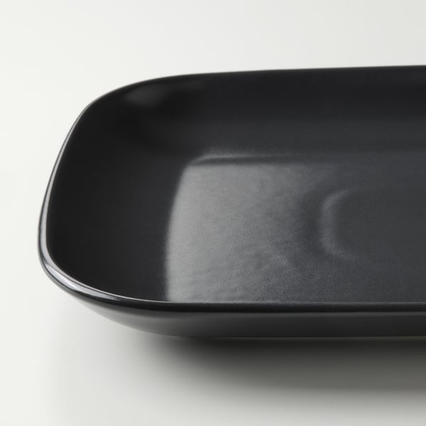 FÄRGKLAR plate, matt dark grey, 30x18 cm, 4 pack