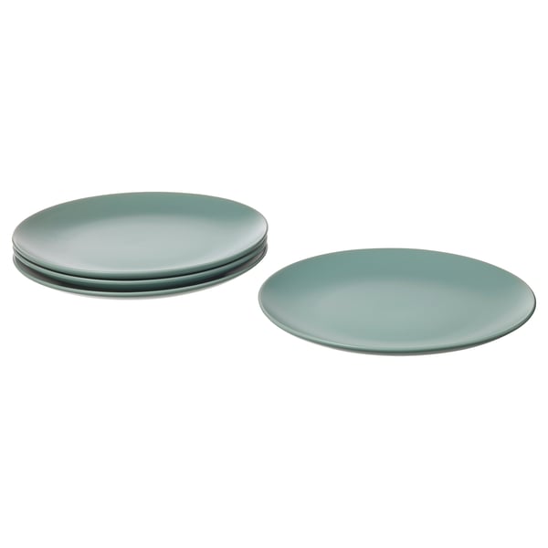 FÄRGKLAR plate, matt light turquoise, 26 cm, 4 pack